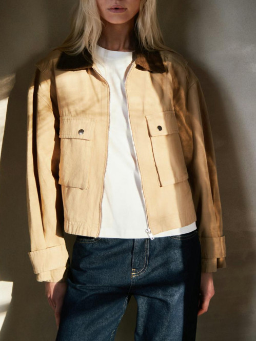 rivera carvas boxy jacket sand 