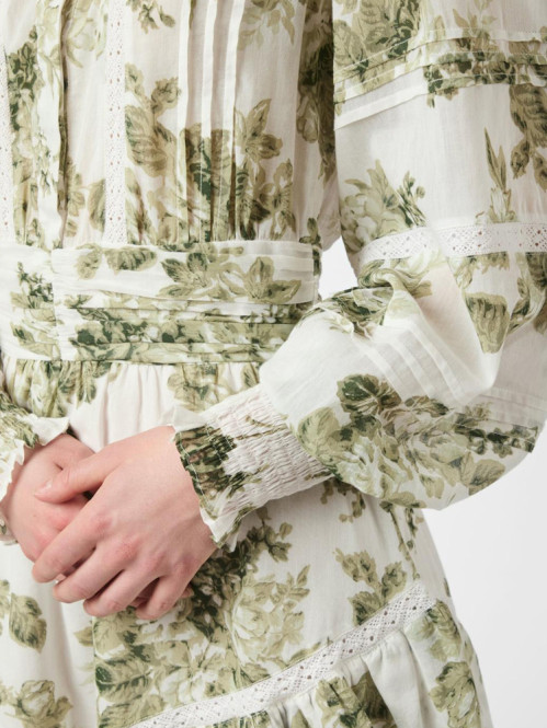 Roberta flower dress sage green S