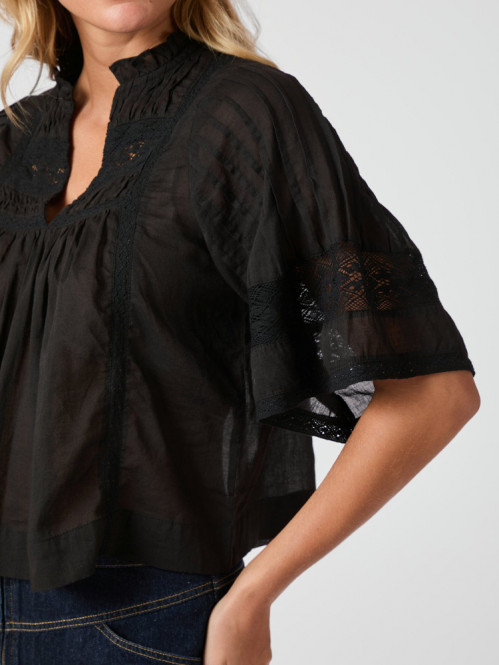 Siama s voile blouse black S