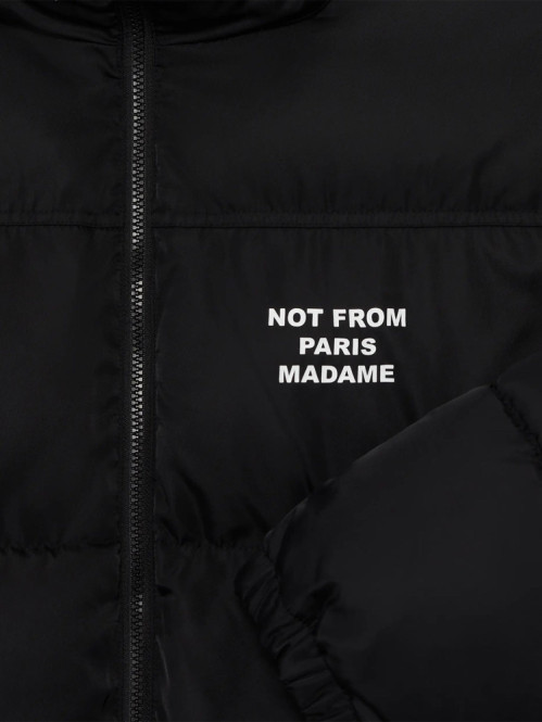 Slogan puffer jacket black 