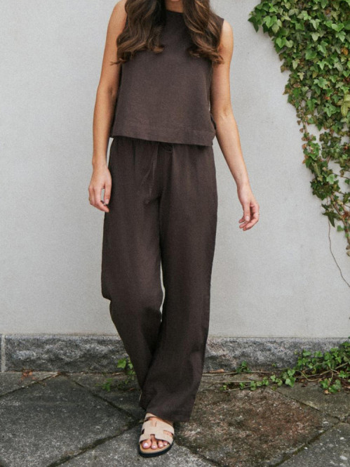 Sonar linen pant dark brown 
