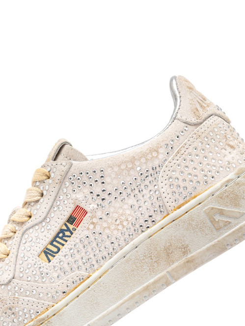 Medalist low suede strass white 