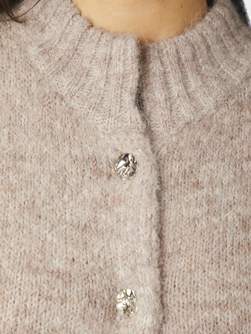 Taura fluffy knit cardigan beige melange 