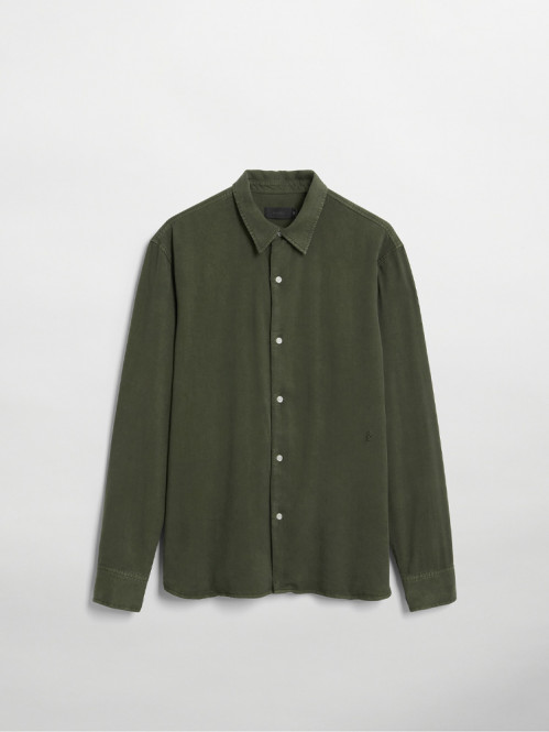Ossian garment dyed tencel shirt shelter grn 