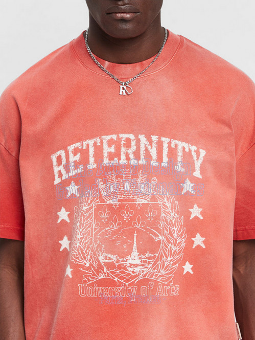 University t-shirt bleached red 
