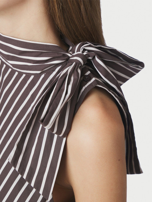 Veda wide stripe top dk brown 