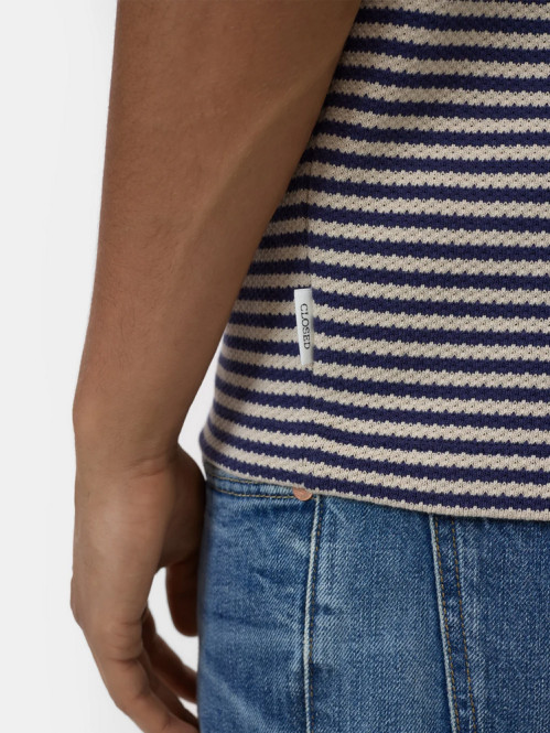 Zipped knit polo dark night 