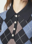 Julina check knit blouse navy 