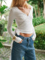 Nia jersey wrap blouse white S