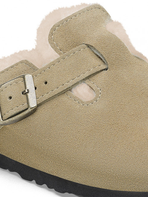 Boston shearling suede sandals taupe 