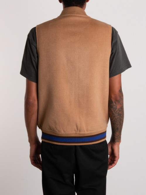Monogram sleeveless zipped jacket brown 