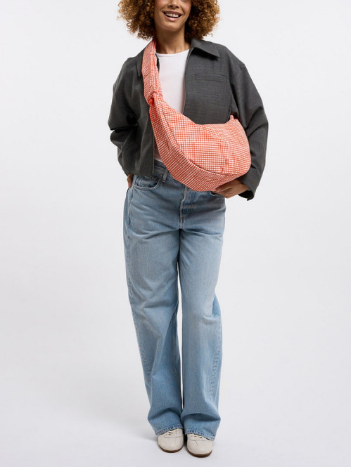 Moon bag ruffle vichy hot coral 