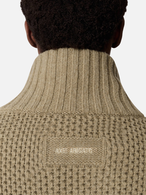 Comb zip up sweater dk beige 