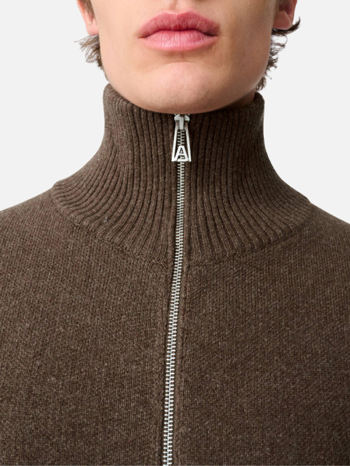 Core zip-up sweater dk brown 