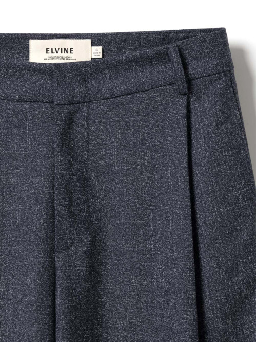 Cropped melange wide-pleat pants navy mel 36