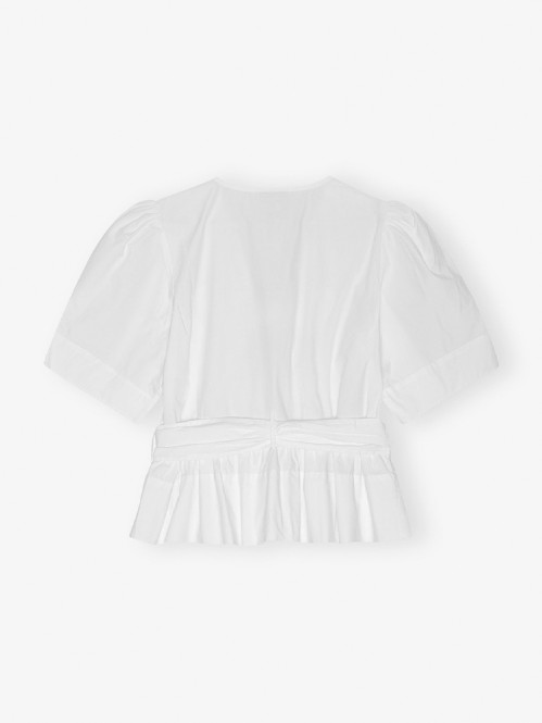 Washed stretch tie strap blouse white 