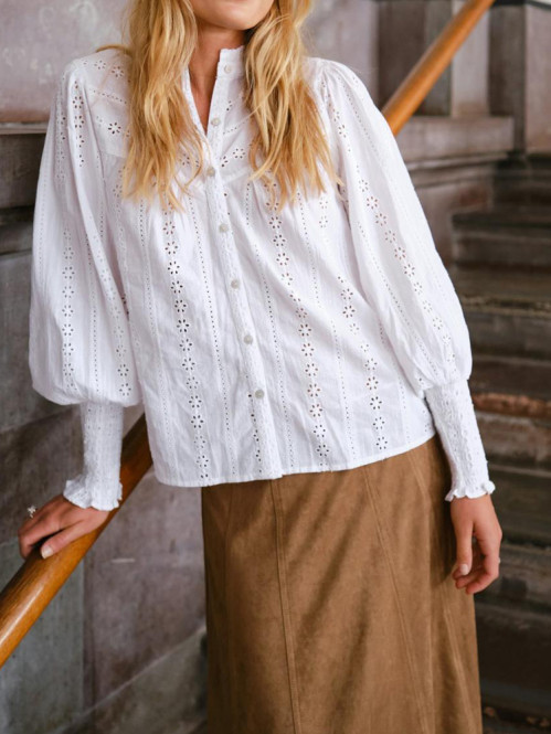 Wenna embroidery blouse white S
